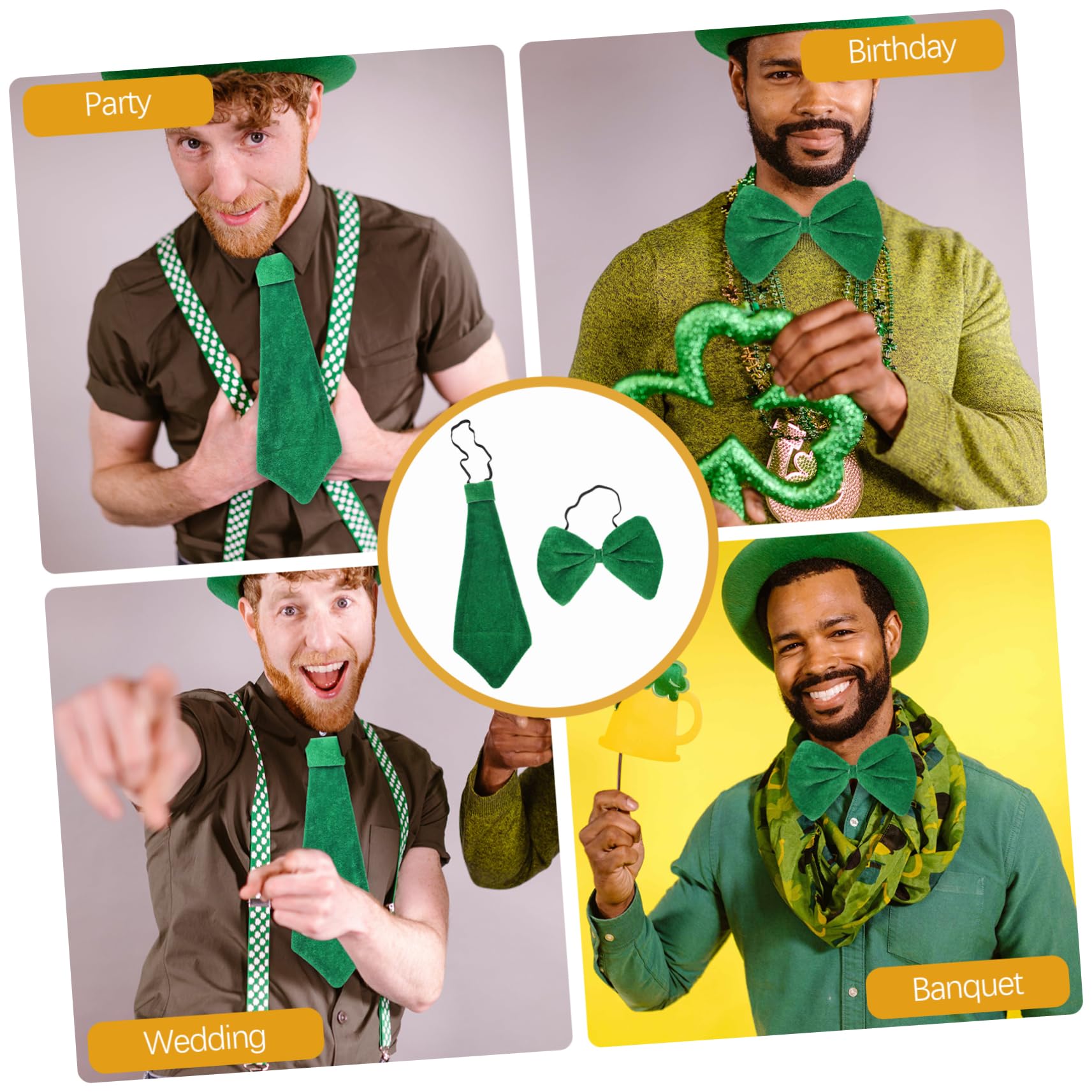 BESPORTBLE Corbata Verde Para Los Hombres Atar Tienes De Proba Para Menos Pajaritas Verdes Para Hombre Trébol Calle. Corbata De Lazo Del Día De Patricks Corbatas De Hombre Tela Green