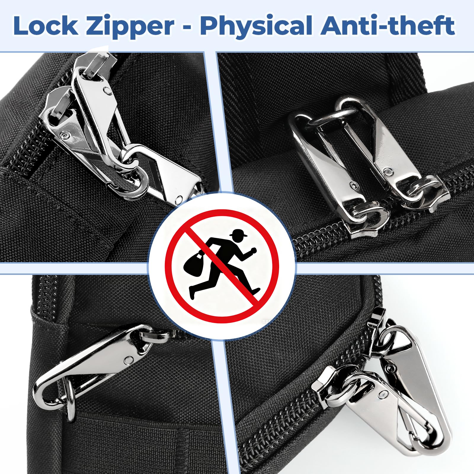 Anti Diebstahl Sling Bag Taktische Wasserdicht Klein Umhängetasche Chest Schwarz Crossbody Bag Brusttasche Herren Schultertasche Tasche Handtasche mit Reißverschluss Lock und RFID-Blockierung