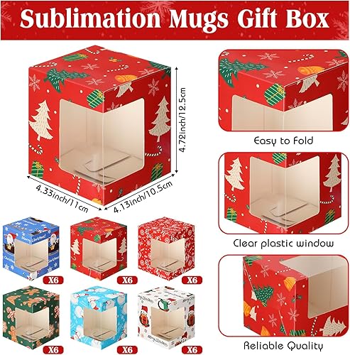Miniatura 3 de Harloon Paquete de 36 cajas de regalo para tazas de sublimación, caja de embalaje de regalo transparente para tazas de café de sublimación en