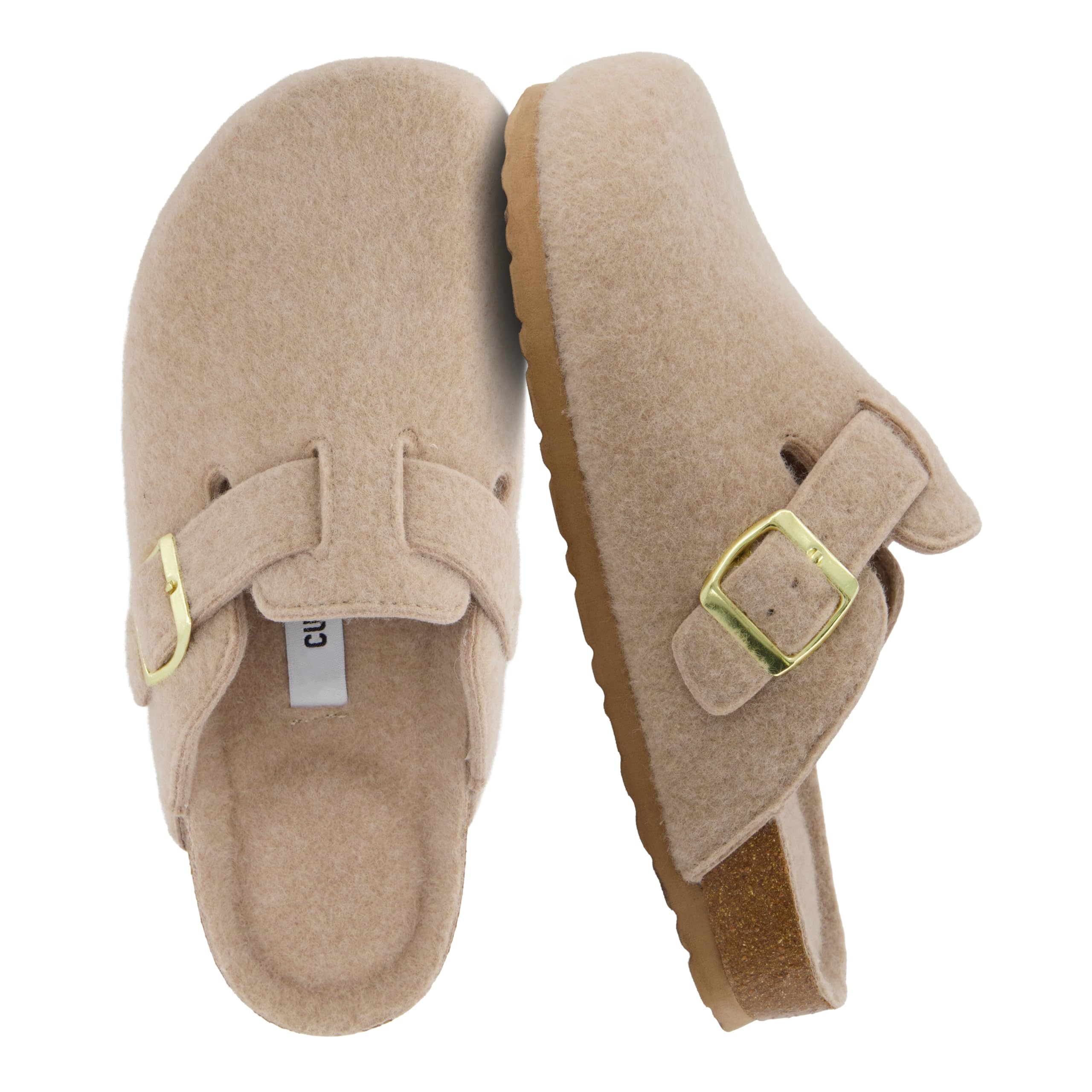 Hana Womens Clogs | Comfortable Vegan Suede Clogs for Women | Slip On Potato Shoes with Cork Footbed & Arch Support | Memory Foam, Wide Widths Available, Sand Wool, 7 Wide-image-35