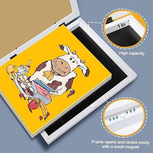 Miniatura 4 de LaVie Home Marco de arte infantil de 10 x 12.5 pulgadas, 1 paquete de marco de arte blanco para obras de arte de niños intercambiables, muestra 8.5