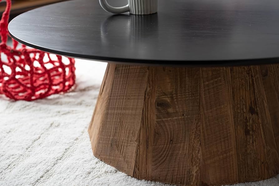 Amazon｜東谷 ラウンドテーブルL ブラック WE-882｜ダイニング