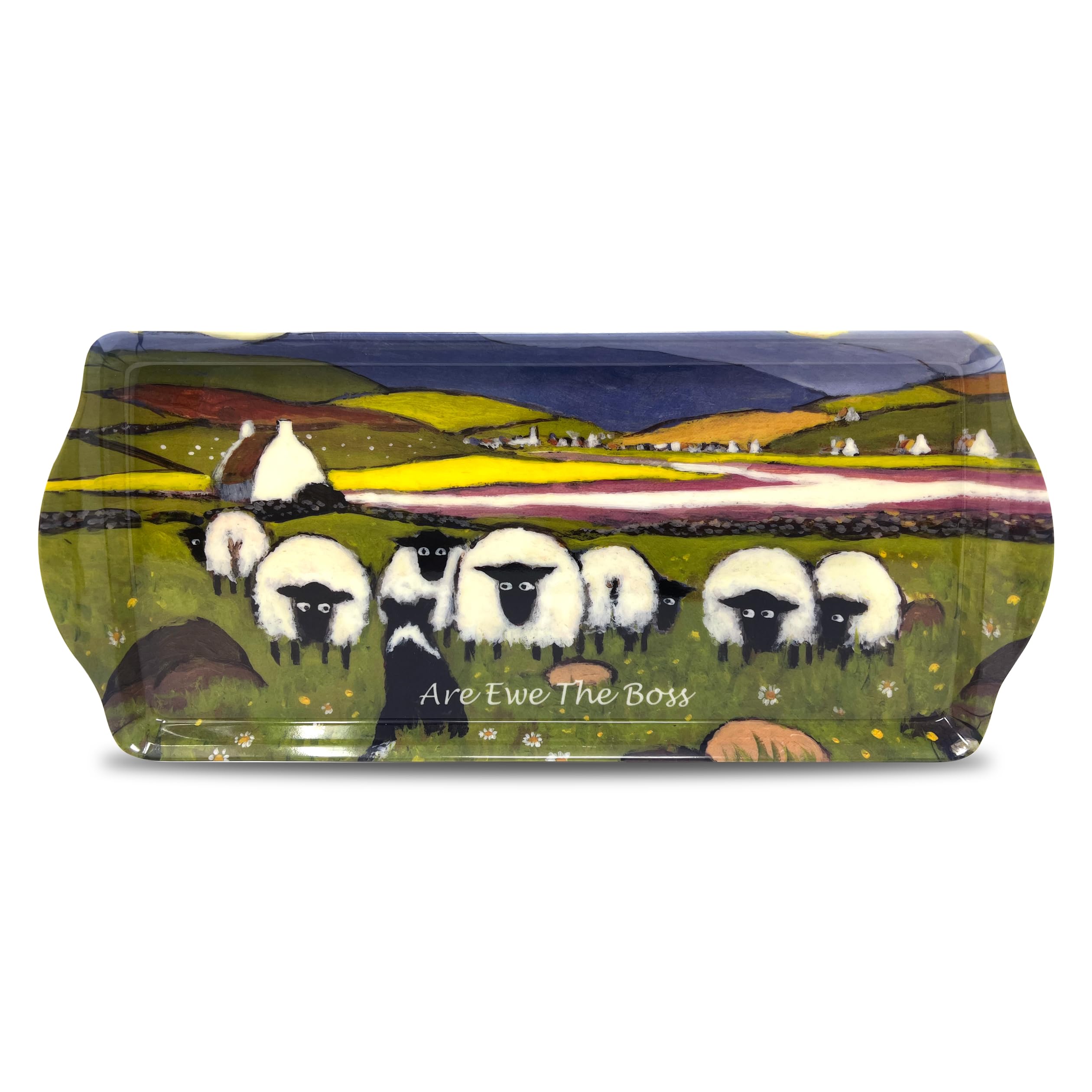 Thomas Joseph Multicolor Medium Serving Tray By - Are Ewe The Boss - Funny Sheep And Collie Gift