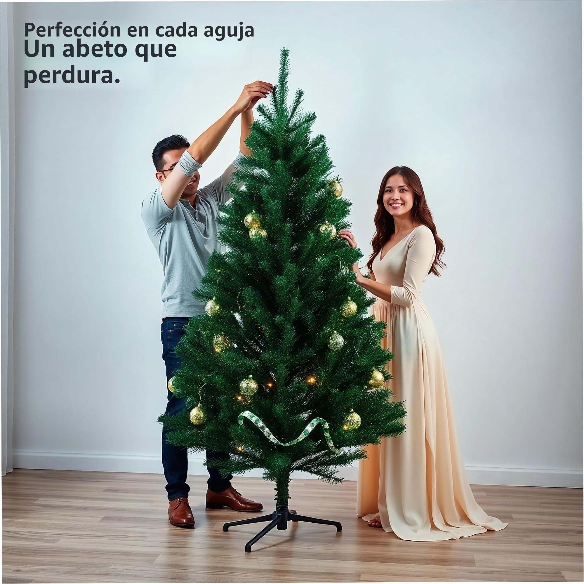 Árbol de Navidad verde artificial de 180 cm - Árbol de Navidad de abeto Nordmann increíblemente real y natural - con soporte ((180cm-PREMIUM))