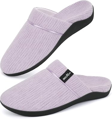 ERGOfoot Womens Orthopedic Slippers with Arch Support, Slip On | Plantar Fasciitis Relief, Orthotic Closed Toe House Shoes with Non-Slip Rubber Sole, Breathable Material
