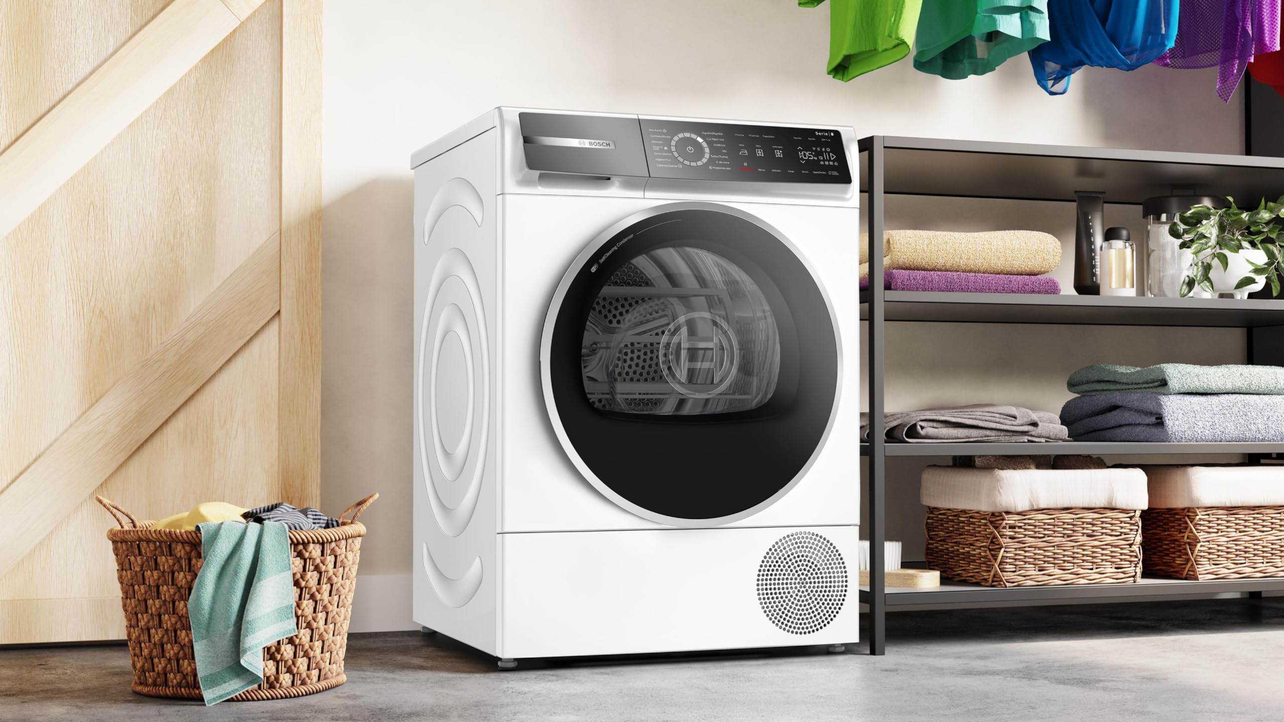 Bosch Secadora con Bomba de Calor, 9 kg, Serie 8, Home Connect, Reverse Drum, AutoDry, Blanco, WQB246C0ES