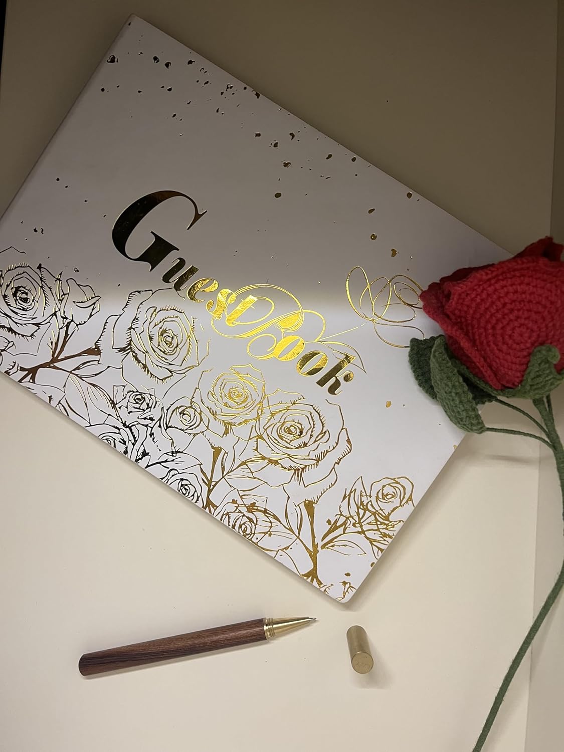 Wedding Guest Book Polaroid Wedding Guest Book Large Wedding Guest Book PU Hot Stamping Cover 100 Sheets/200 Pages Including Photo Corners Stickers Hardcover Inner Page Birthday Party (11.5×8.2 in)