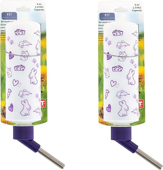 Lixit Weather Resistant Water Bottles for Rabbits, Ferrets, Guinea Pigs, Rats, Mice and Other Small Animals. (8 Ounce Pack of 2)