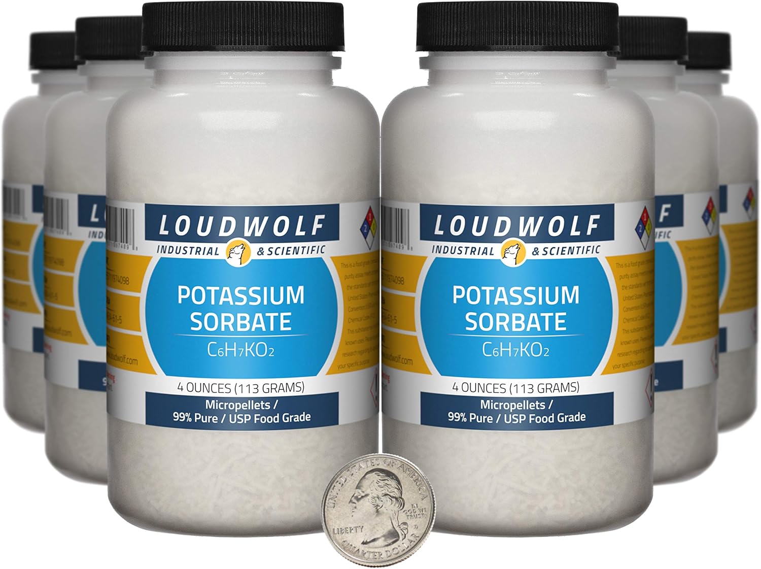 Potassium Sorbate / 1.5 Pounds / 6 Bottles / 99% Pure USP Food Grade/Micropellets