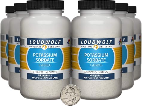 Potassium Sorbate / 1.5 Pounds / 6 Bottles / 99% Pure USP Food Grade/Micropellets