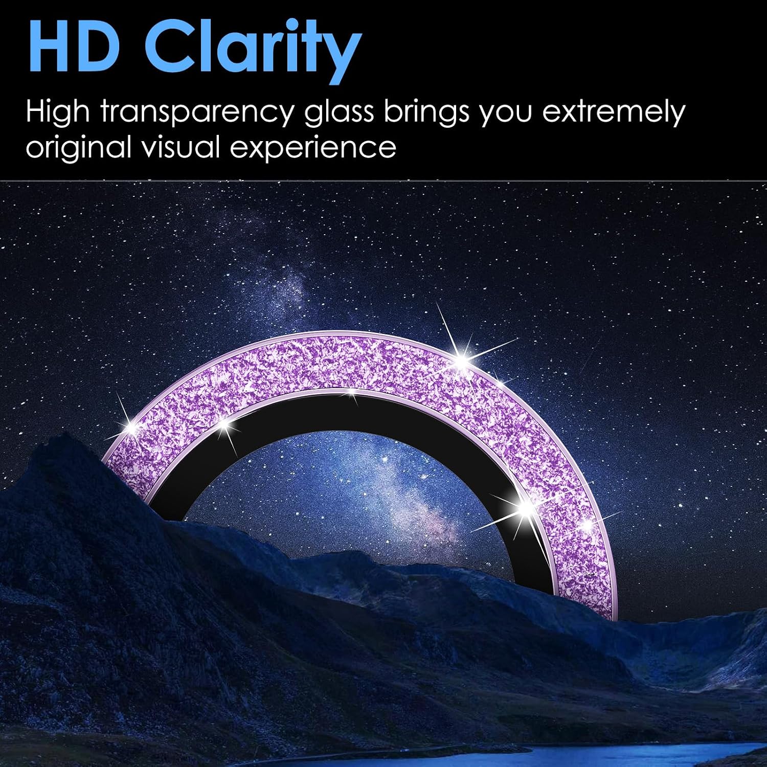 2 Packs Camera Lens Protector Compatible for Samsung Galaxy S24 Ultra,Tempered Glass Lens Full Protector Aluminum Alloy Ring Cover for Samsung Galaxy s24 Ultra,Purple