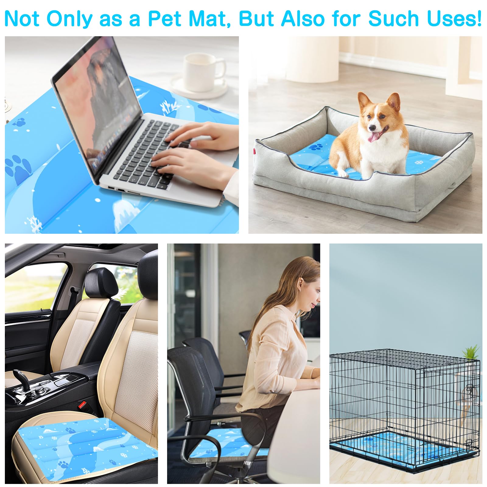 Esterilla Refrescante para Perros y Gatos, Alfombrilla de Gel Autorefrigerante, Cojín Refrescante No Tóxico, Cama Fría y Manta Refrigerante Duradera para Mascotas