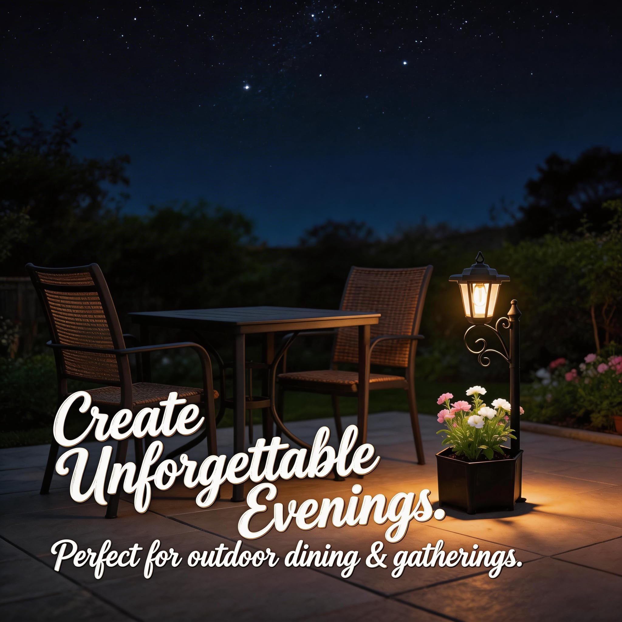 Lámpara Solar Maceta 2 en 1 Exterior - Luz Automática al Atardecer con Carga Solar, Decorativa para Jardín, Patio, Entrada y Porche, Resistente al Clima