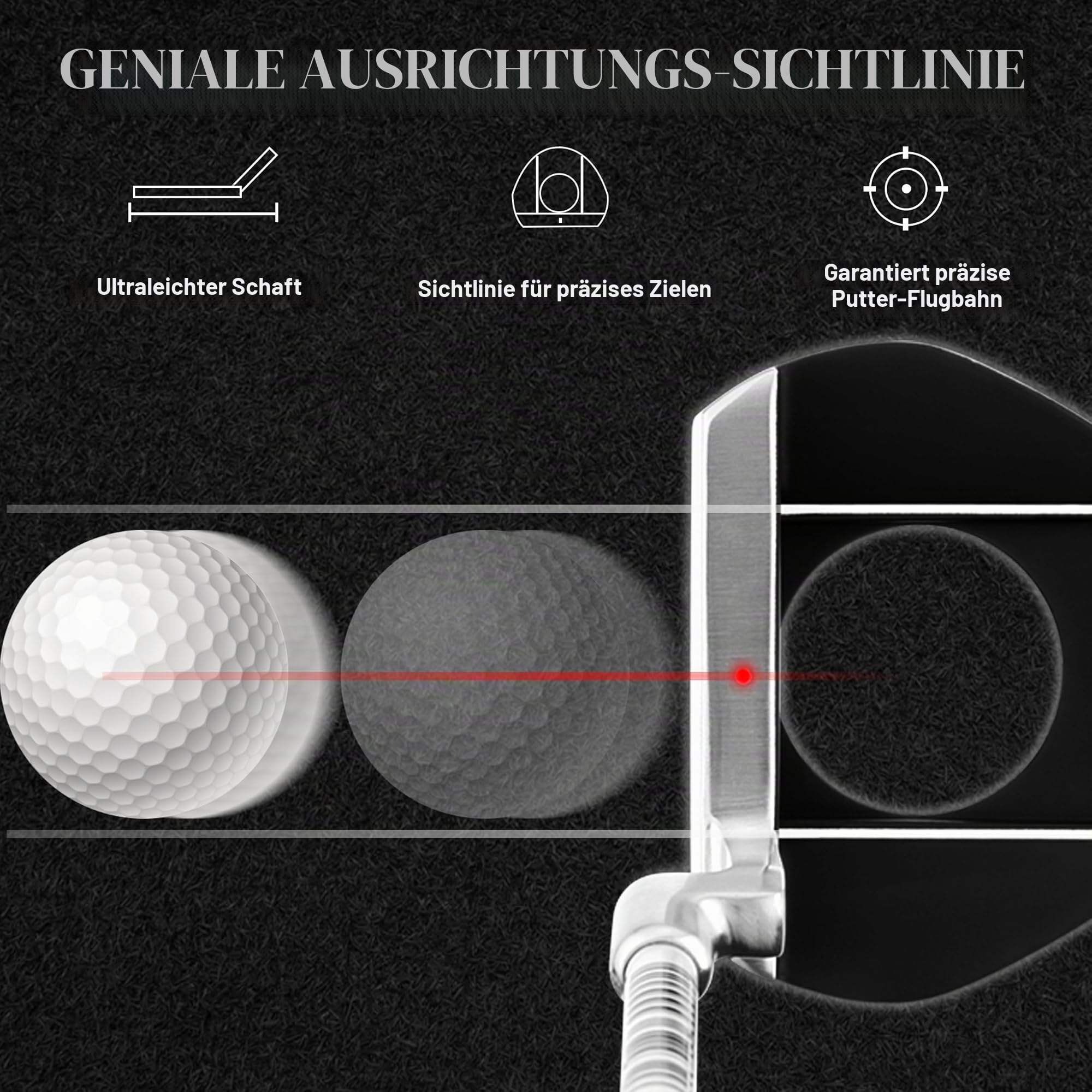 PGM Golf-Putter – Ultra niedriger Schwerpunkt – Stabilität – Professioneller Einzelschläger mit Sichtschnur