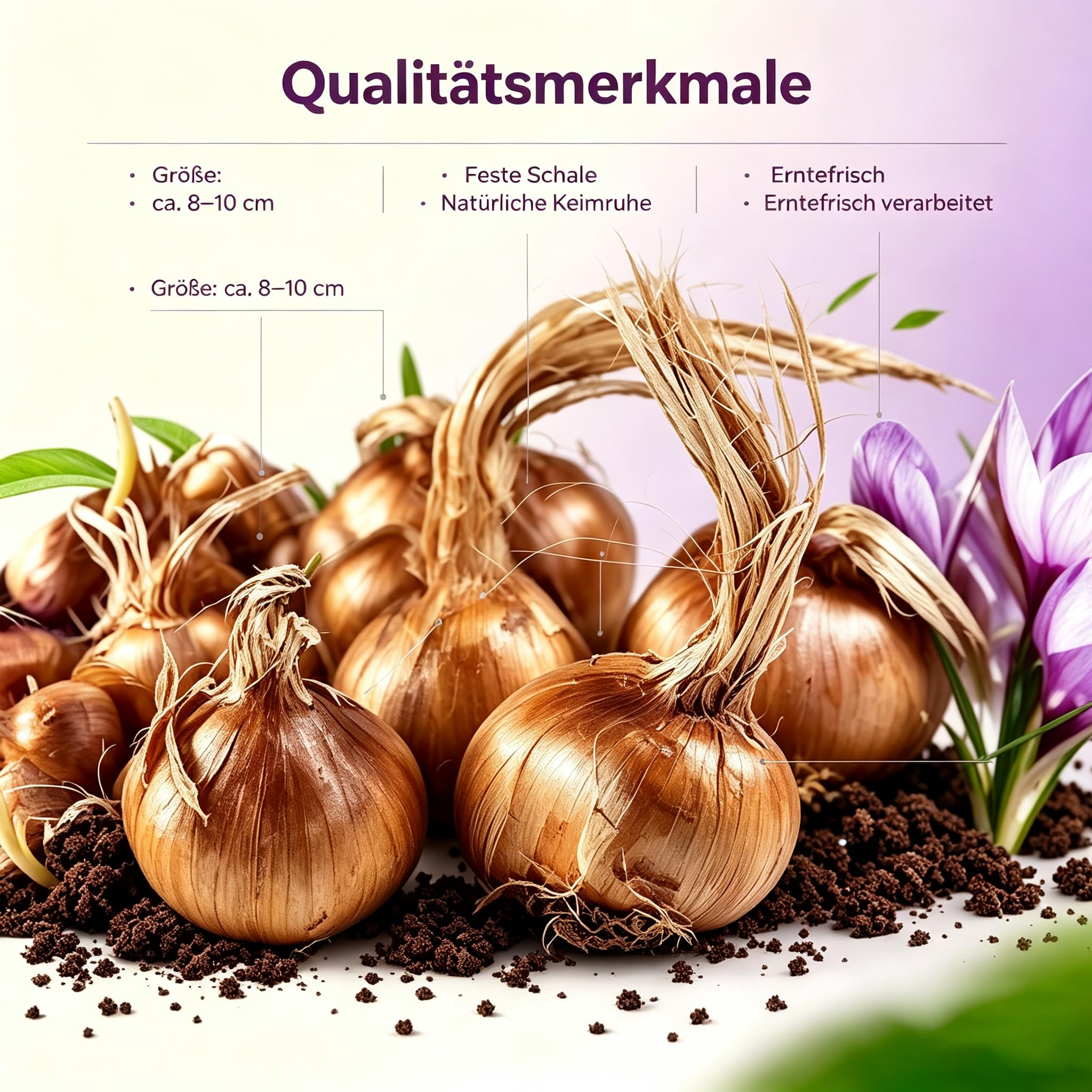 Krokusrhizom,GartenverschöNerung, Geeignet FüR AnfäNger-Top Kollektion-Premium Geschenke -Fachgerecht Gepflanzt-15Zwiebel