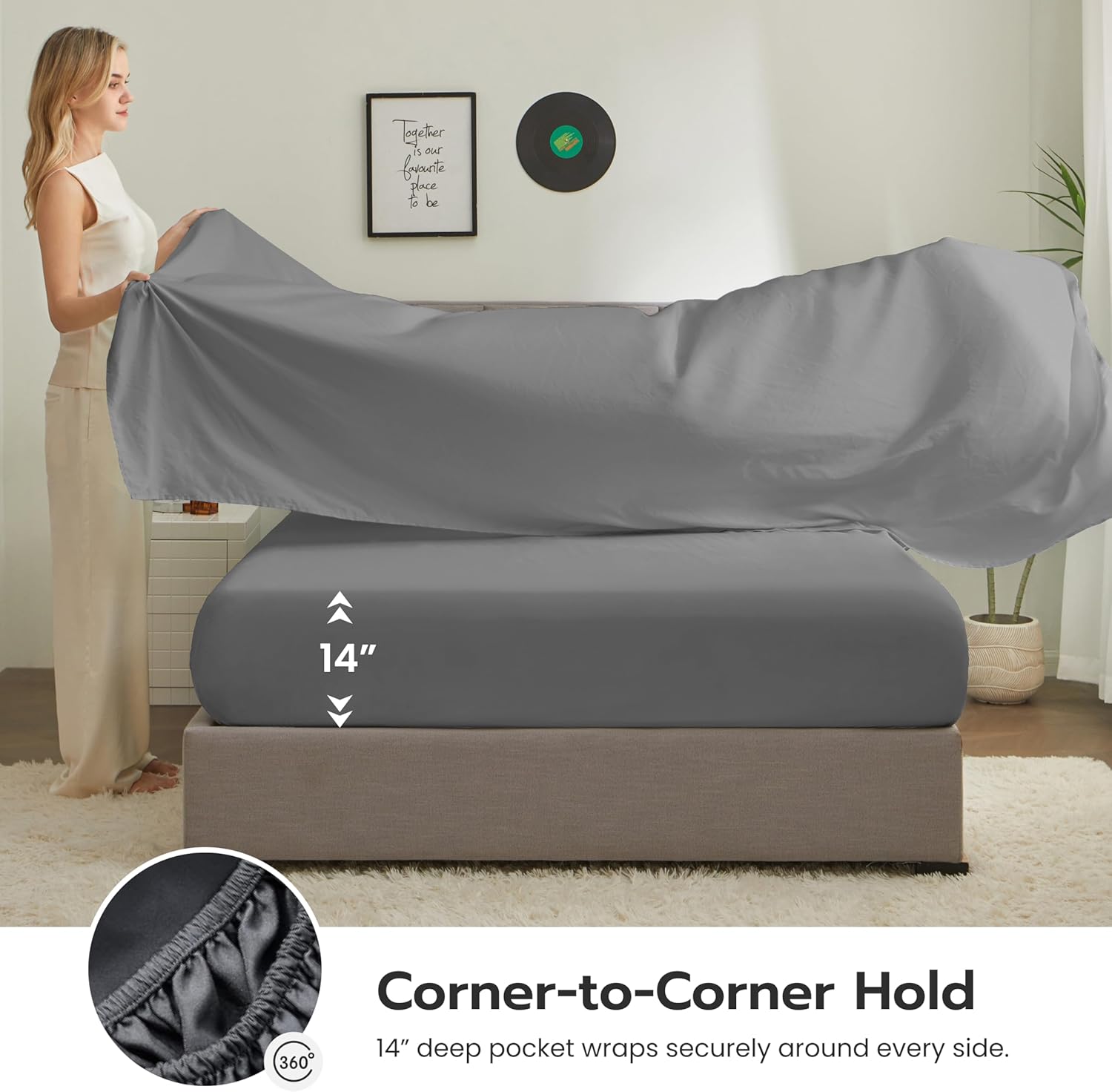 Joiedomi Queen Comforter Set with Sheets Navy Blue, 7 Pieces Queen Bed Set with 1 Down Alternative Comforter, 1 Flat Sheet, 1 Fitted Sheet, 2 Pillowcases and 2 Pillow Shams, Bed in a Bag All Seasons - Image 4