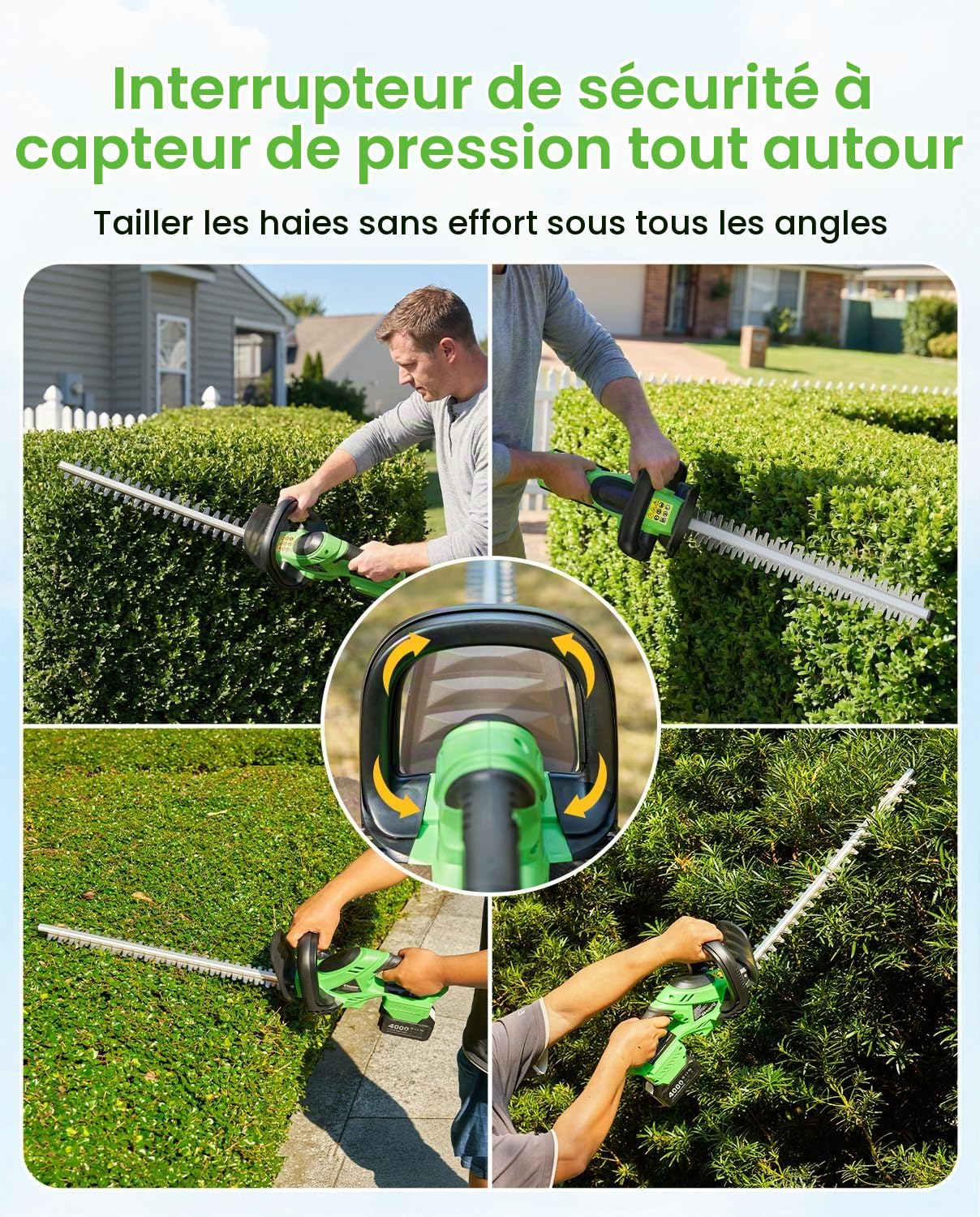 TaskStar Taille Haie Batterie: Taille Haies Électrique avec Lame Double De 56 cm, 2×4,0 Ah Batteries, Puissance De 600 W, Puissant pour La Taille De Haies Et D’arbustes