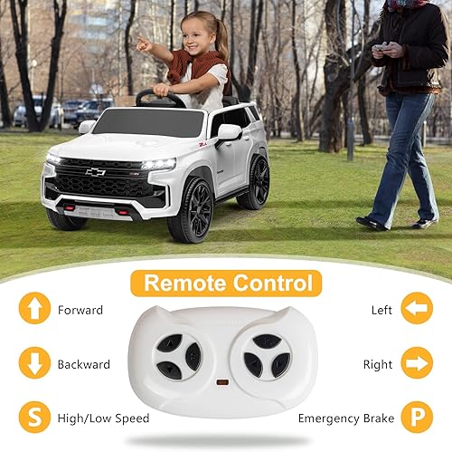 Miniatura 6 de Winado Auto de paseo de 12 V con control remoto, vehículo eléctrico con licencia Chevrolet Tahoe a batería para niños, camión todoterreno para niños