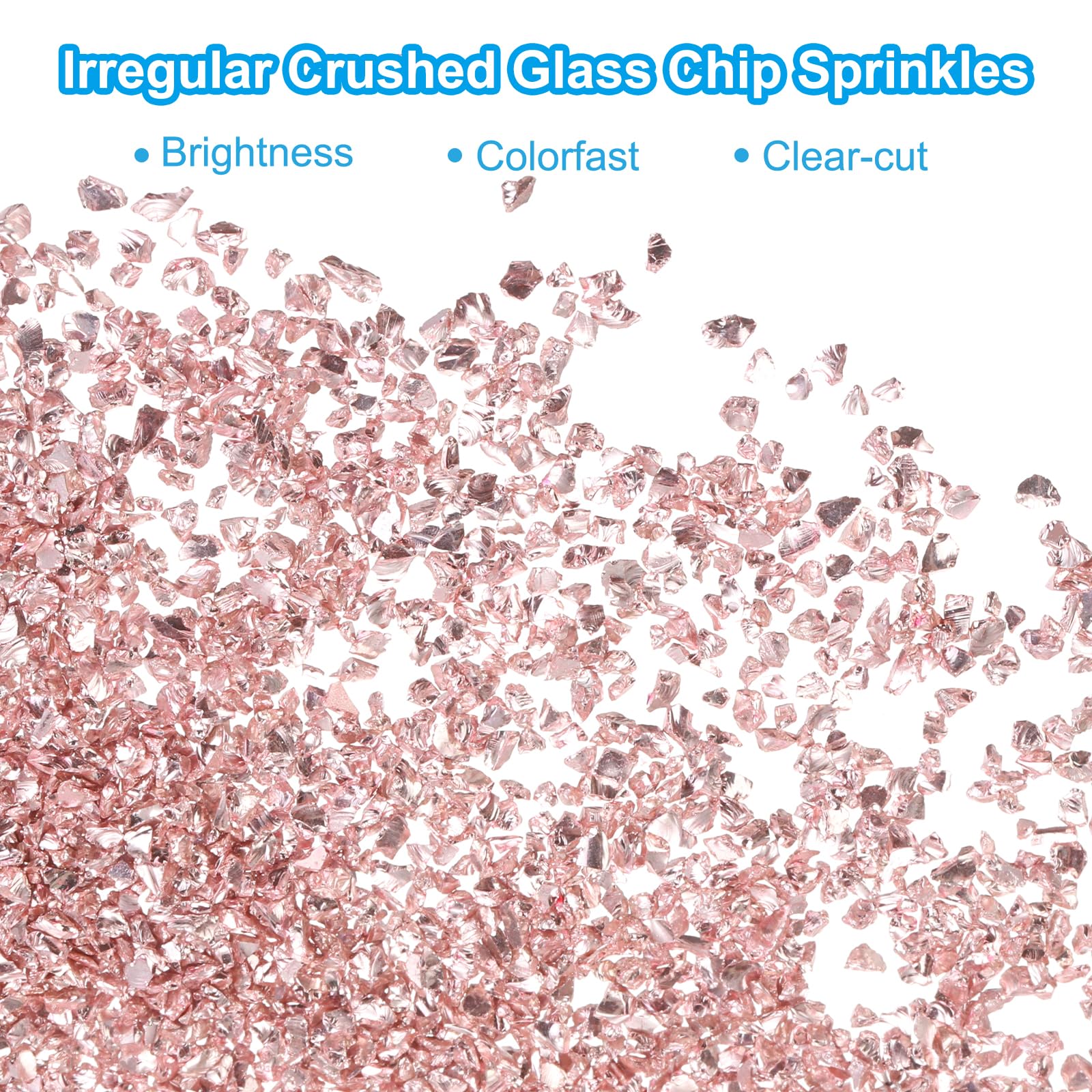 PATIKIL 200g Crushed Glass Glitters, 2-4 mm Colorful Irregular Chips, Chunky Glitters Stones for Nail Art DIY Craft Jewelry Pink - Image 3