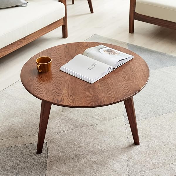 Round Solid Oak Accent Table