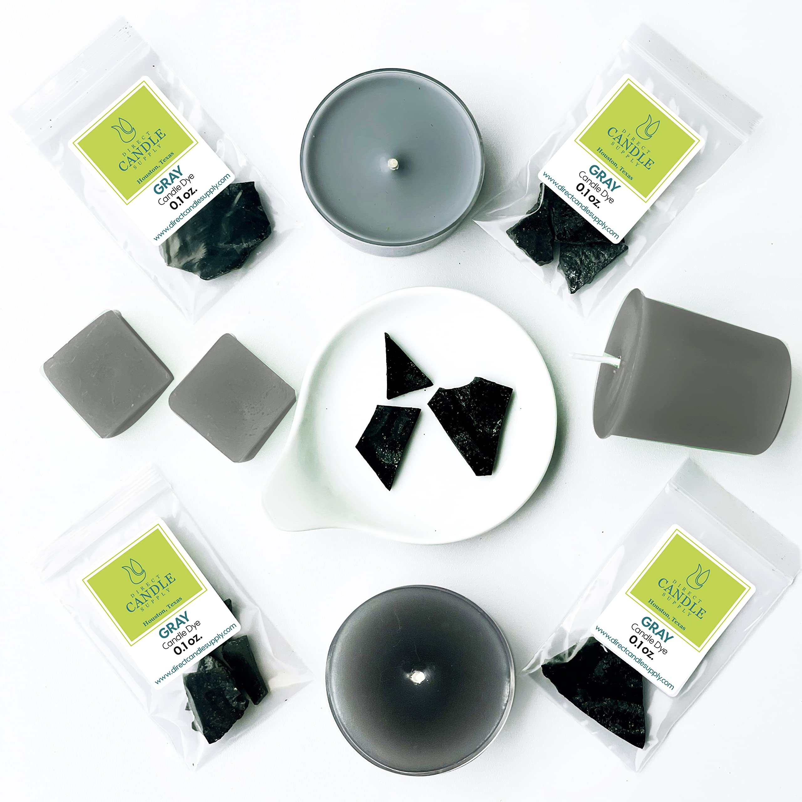 Direct Candle Supply – Color Dye Flakes – High Concentration Dyes for Candle Making (1.6 oz)… (Grey) Use in Soy/Coconut/Paraffin Wax…