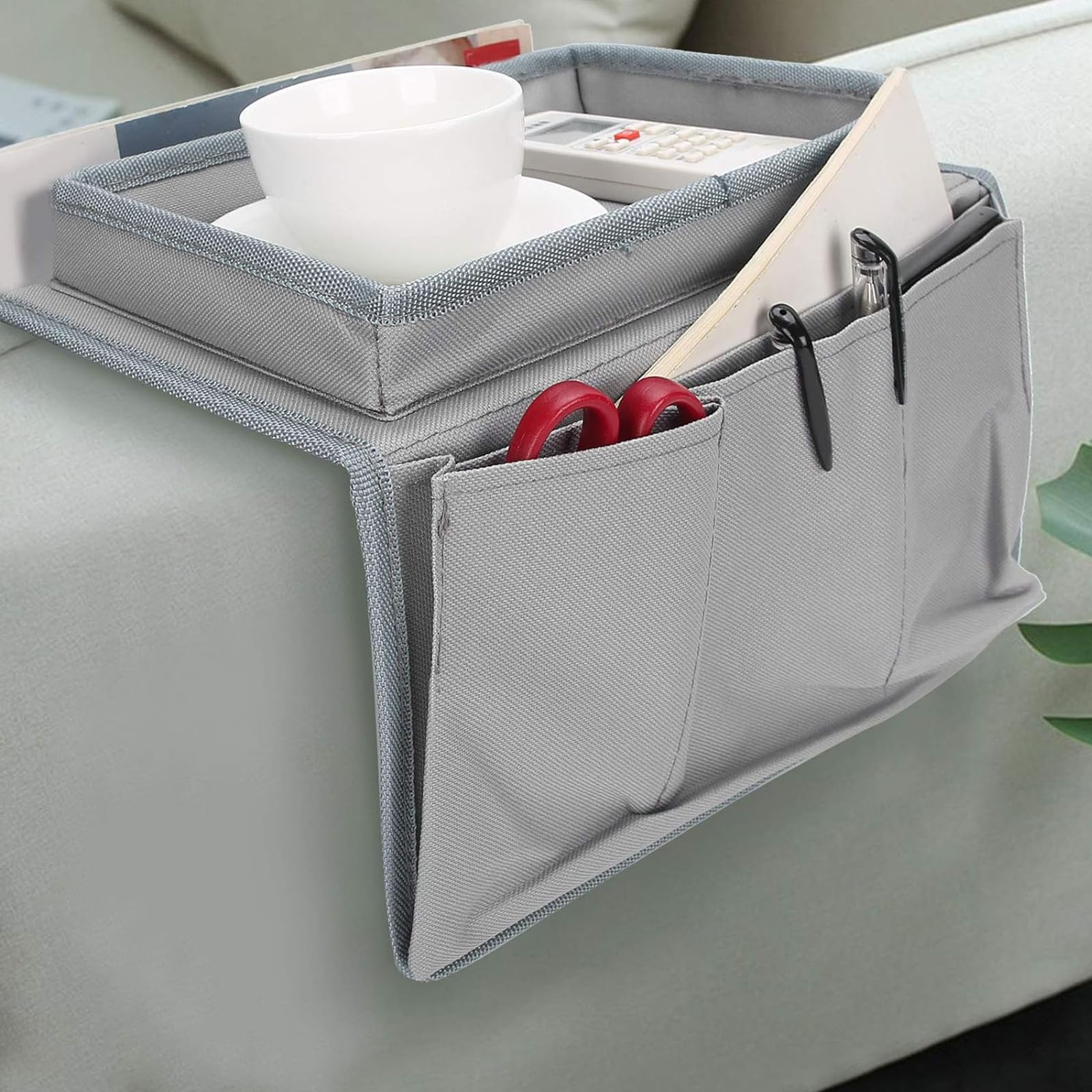Ccomage Sofa Armrest Bag with 6 Pockets Living Room Couch Hanging Storage Bag Space Saving Chair Tray Sofa Organizer Removable Couch Caddy Pocket for Magazine Phone TV Remote