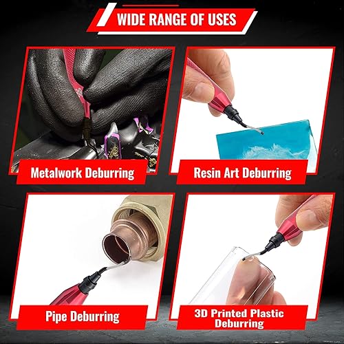 Miniatura 6 de Herramienta de desbarbado AFA Tooling con 10 cuchillas giratorias de acero de alta velocidad y 2 escariadores manuales avellanados