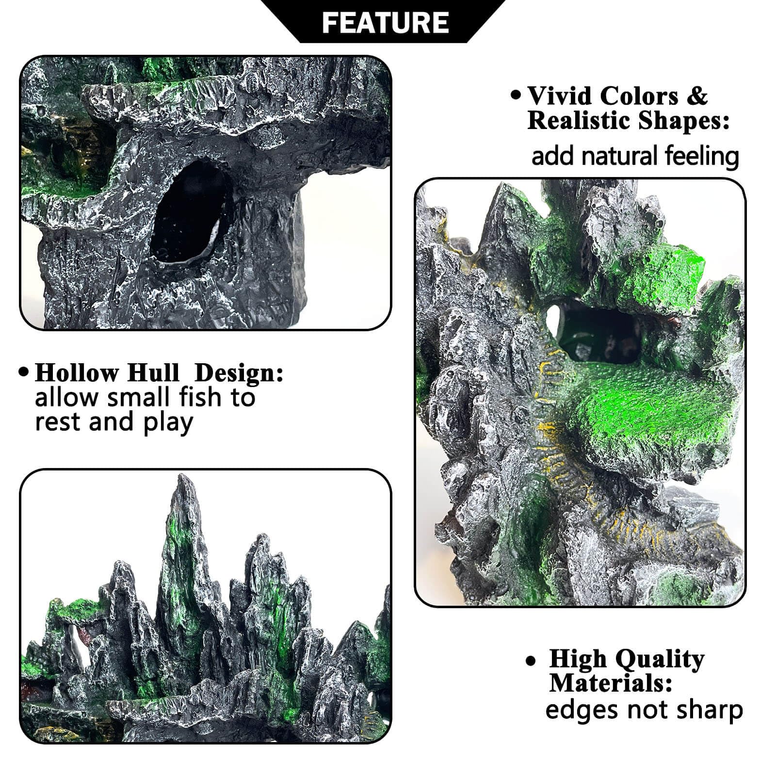 Decoración de acuario grande y alta para pecera, adornos temáticos de roca, adornos de piedra para acuario, decoración de acuario, decoración de árbol, casa, cueva, pecera, extragrande