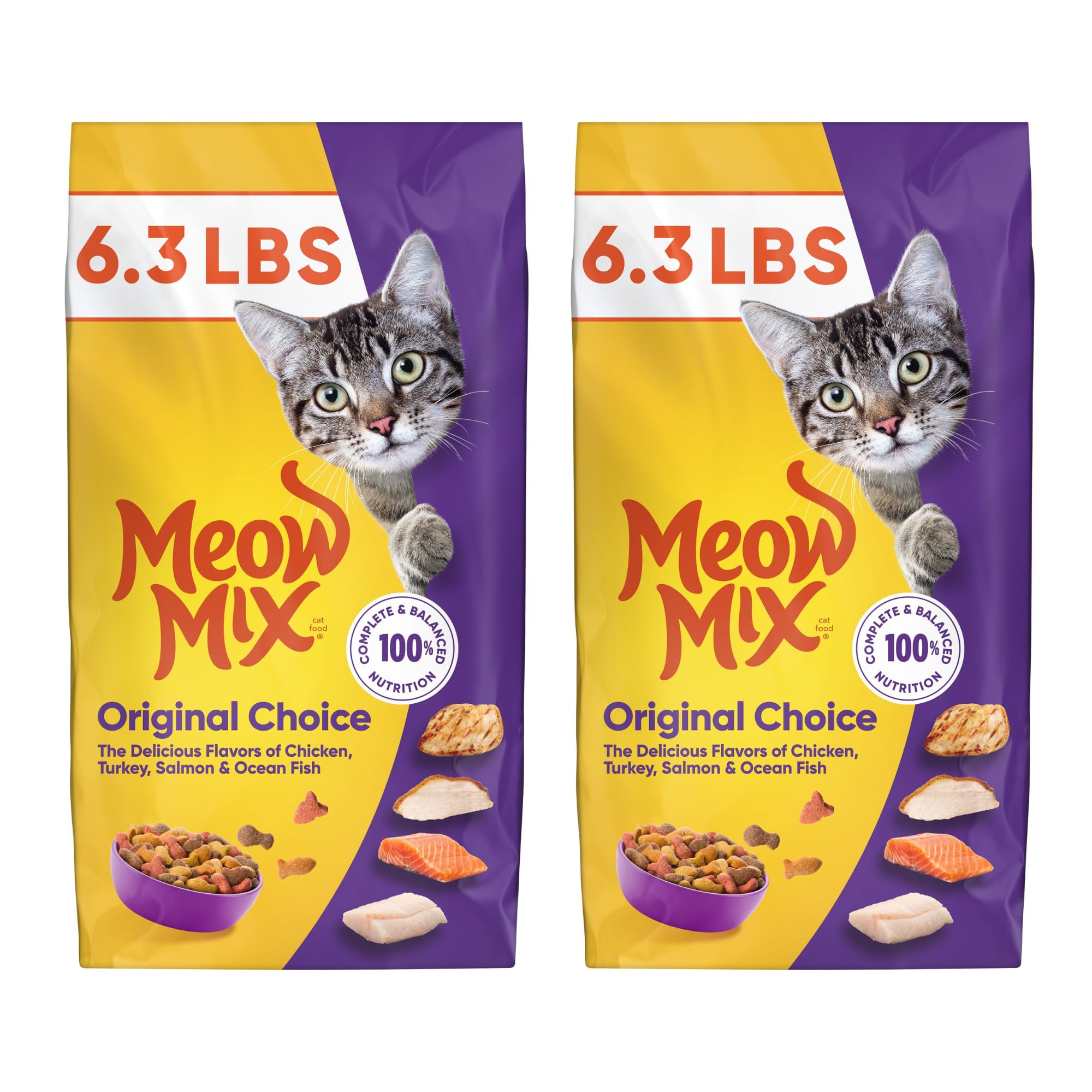 Meow Mix Original Choice Dry Cat Food, 6.3 Pound Bag (Pack of 2)