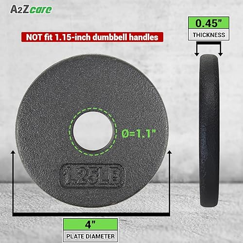 Miniatura 2 de A2ZCare Standard Cast Iron Weight Plates 1-Inch Center-Hole For Dumbbells, Standard Barbell 1.25, 2.5, 5, 10, 15, 20 lbs