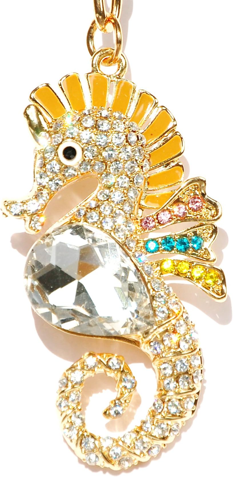 Christmas Snowman Large Bag Charm with Keyring Rhinestone on Golden Metal Handbag New