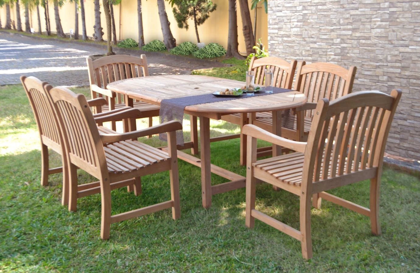 Amazonia Extendable Oval Newcastle Patio Dining Set, 7 Piece, BrownThe Forest Stewardship Council