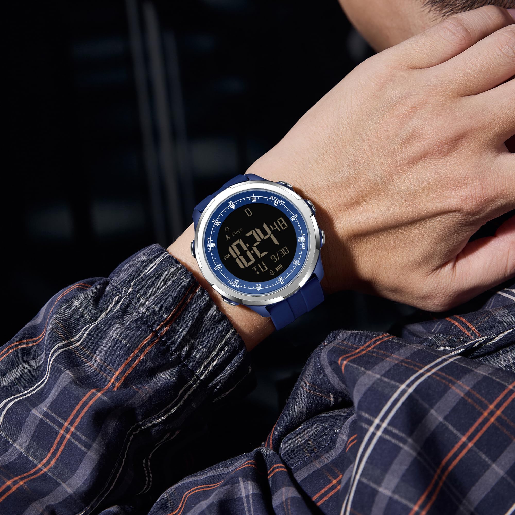 findtime Orologio contapassi impermeabile per uomo e donna, senza Bluetooth, senza app, digitale, sportivo, contacalorie, orologio militare da uomo senza caricabatterie
