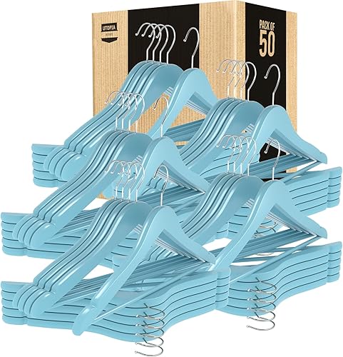 Miniatura 44 de Utopia Home - Paquete de 20 perchas de madera con ranura p/los hombros, de calidad prémium, duraderas y delgadas, para trajes, con gancho giratorio