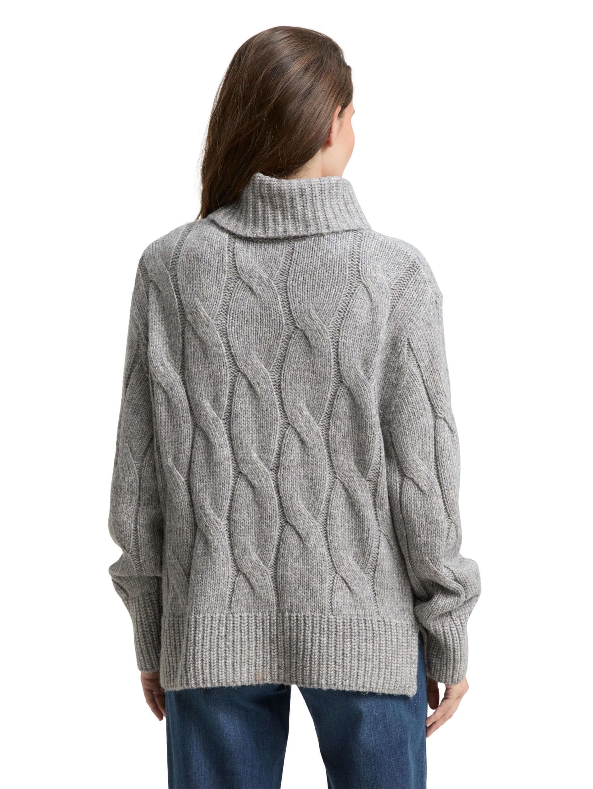 Tom Tailor Damen 1048322 Rollkragenpullover mit Zopfmuster