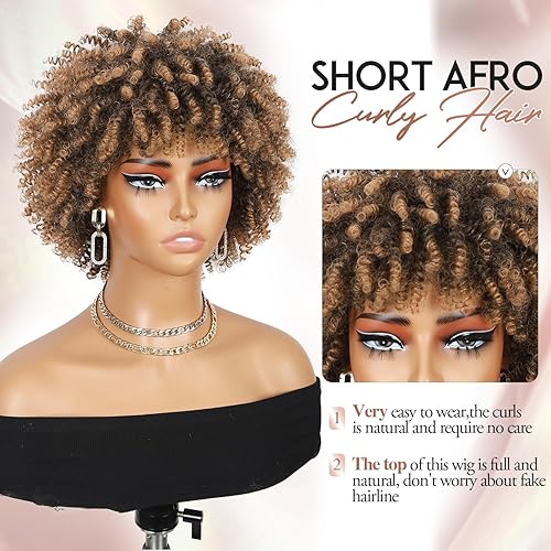 Miniatura 7 de Lady Hanne Peluca corta de rastas cortas afro rizadas pelucas trenzadas para mujeres negras, rastas sintéticas trenzadas trenzadas ombré, pelucas de