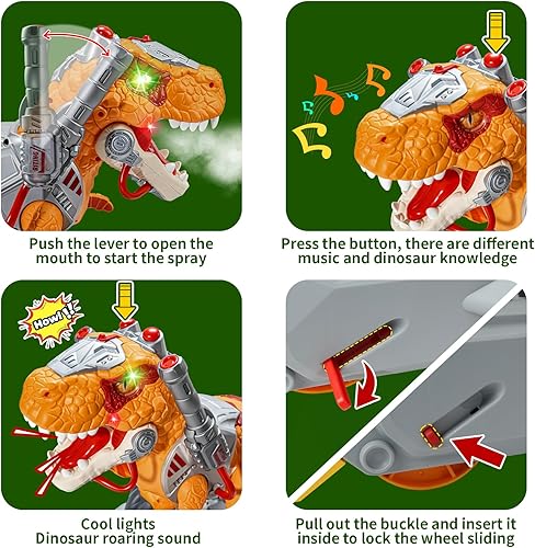 Miniatura 3 de Coches de juguete de dinosaurio para niños, juguetes eléctricos con música, luz y humo, regalo para niños de 3 a 5 años, scooter para niños