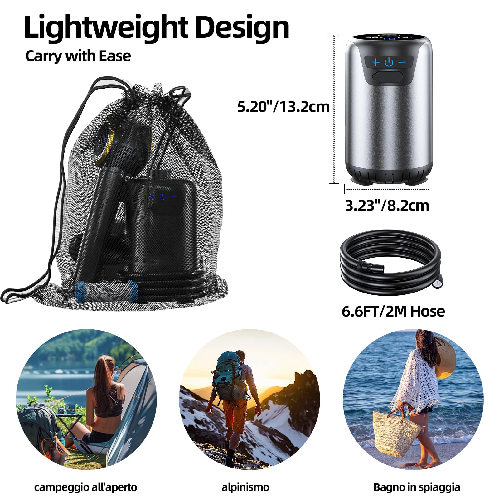 Doccia da campeggio portatile, doccia esterna aggiornata con display Fahrenheit e batteria ricaricabile da 6000 mAh, IPX7, impermeabile per campeggio, escursionismo, lavaggio auto