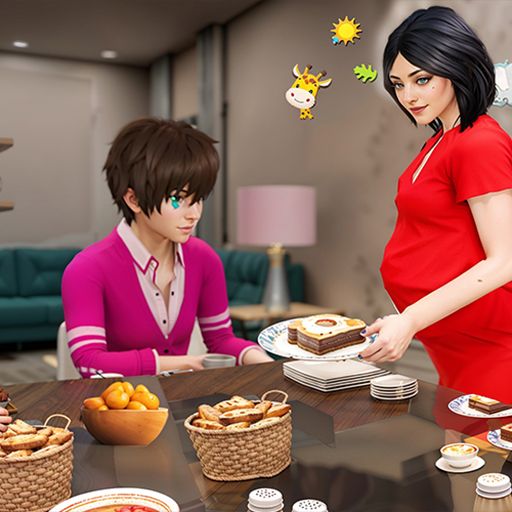 schwangere Mutter stillen Neugeborenen Babypflege Anime Sim Spiel 3D