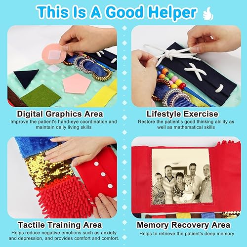 Miniatura 4 de Manta sensorial para adultos con demencia, Alzheimer, demencia, manta sensorial para actividades para personas mayores, productos de cuidado de