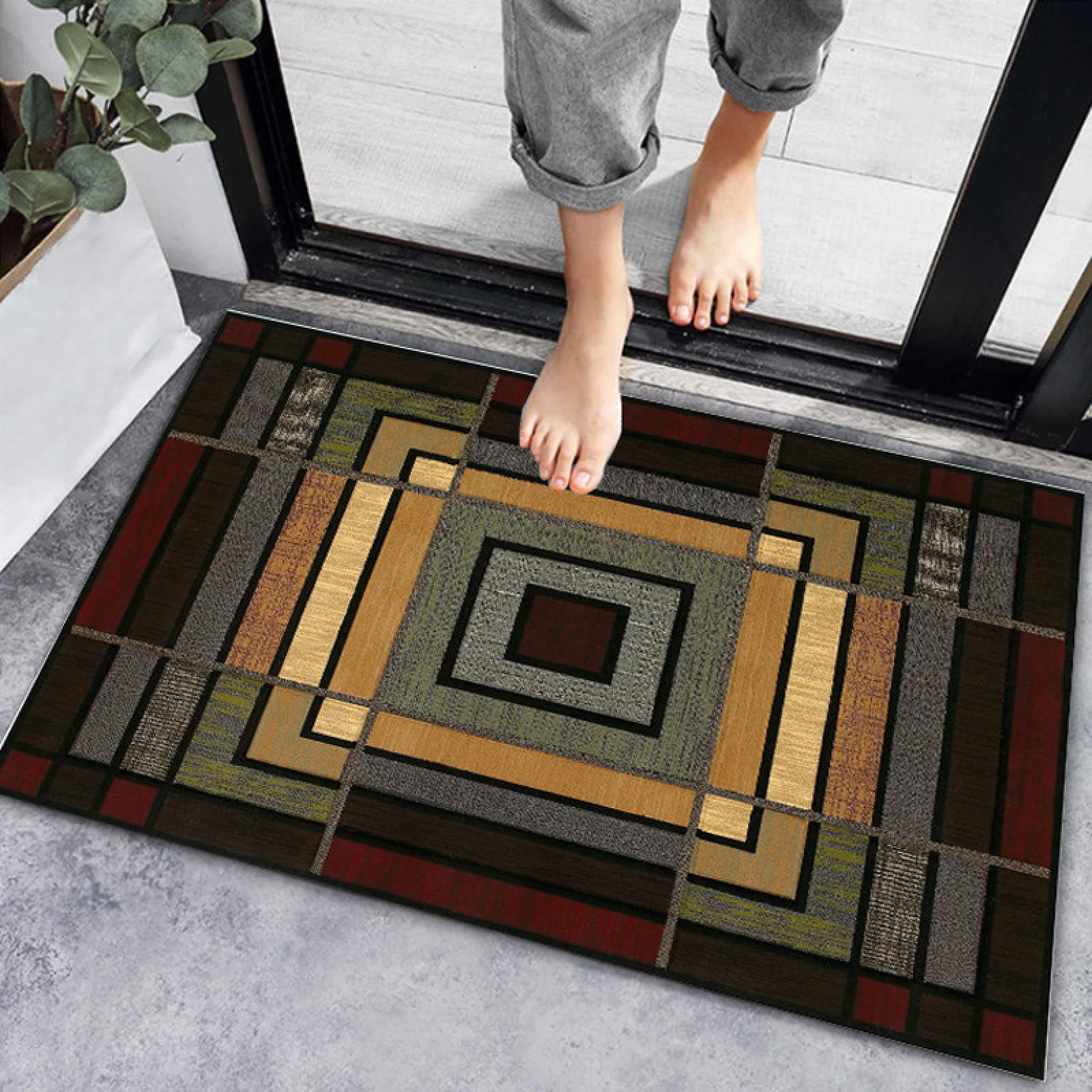 Zerbino Grigio Oro Verde Oliva Tappeto Salotto Moderno Poliestere Antivegetativa Zerbino Ingresso Addensare Zerbini per Ingresso Esterno Antiscivolo Tappeto Cucina 100x150cm