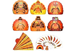 Skylety 36 Packs Thanksgiving Turkey Birthday Crowns for Kids