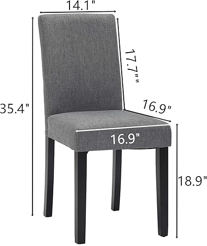 Miniatura 3 de LSSPAID Juego de 2 sillas de comedor tapizadas de tela moderna y elegante, sillas de comedor con patas de madera maciza para cocina, sala de estar,