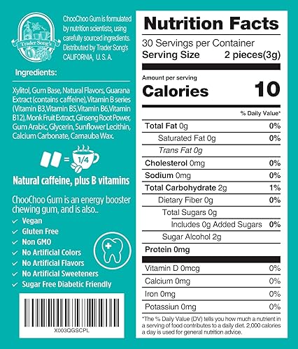 Miniatura 7 de ChooChoo Gum  Goma de vitamina energética  Xilitol, menta natural