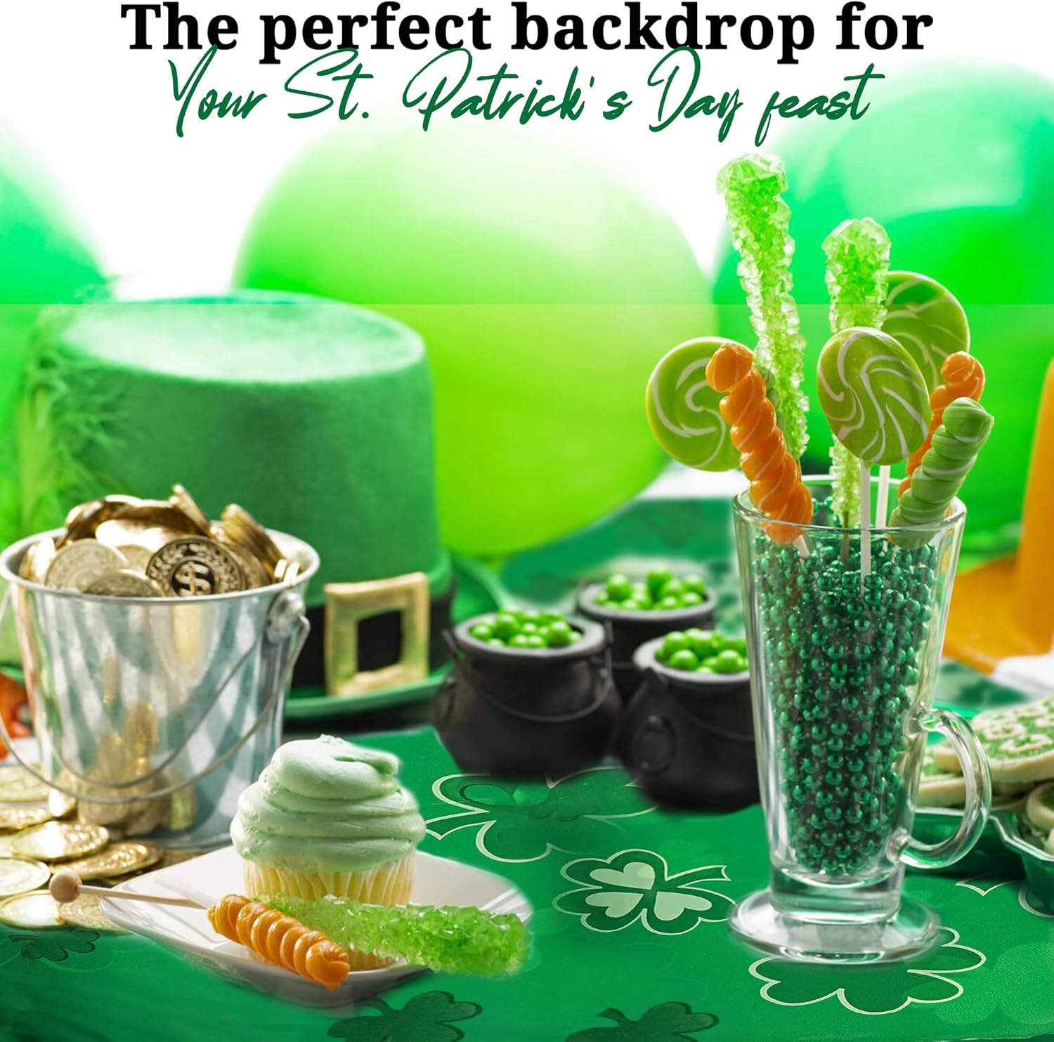 Fun Express St. Patrick's Day Shamrocks Disposable Tablecloth Roll (100 feet Long) Party Decor VBS 2026