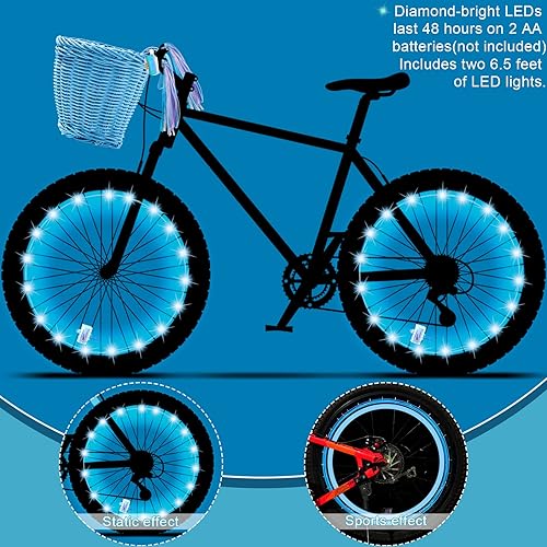 Miniatura 5 de Juego de serpentinas de cesta de bicicleta para niños, cesta de mimbre para manillar de bicicleta con 2 luces LED para rueda de bicicleta,