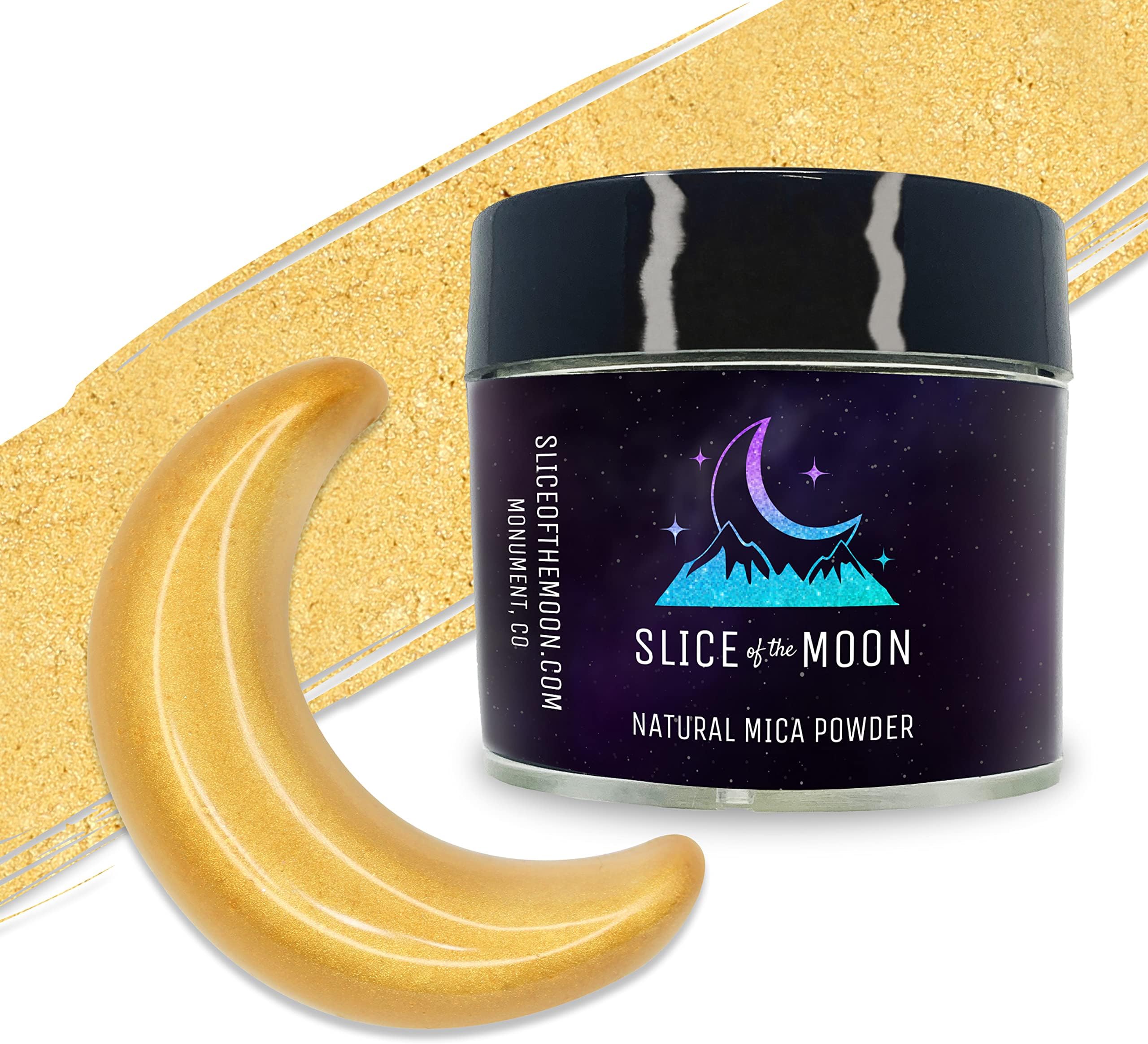 Slice of the Moon | Classic Gold Natural Mineral Mica Powder, 0.42oz (12g) | for Personal or Professional Use - Cosmetics, Epoxy Resin Projects, Nail Polish, Soaps, Bath Bombs, and Art Projects