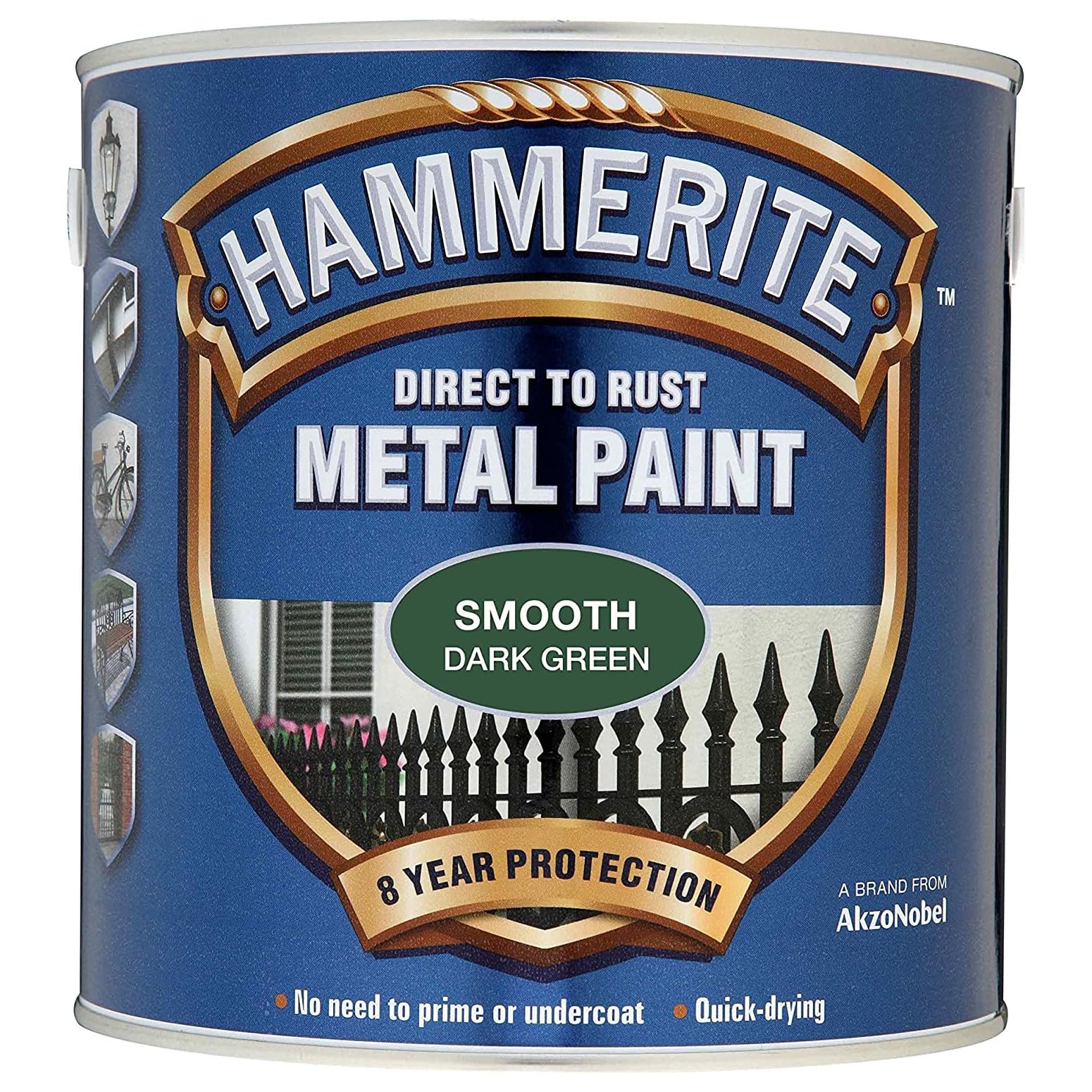 AMKHammerite Direct to Rust Metal Paint - Smooth Dark Green Finish 750ml