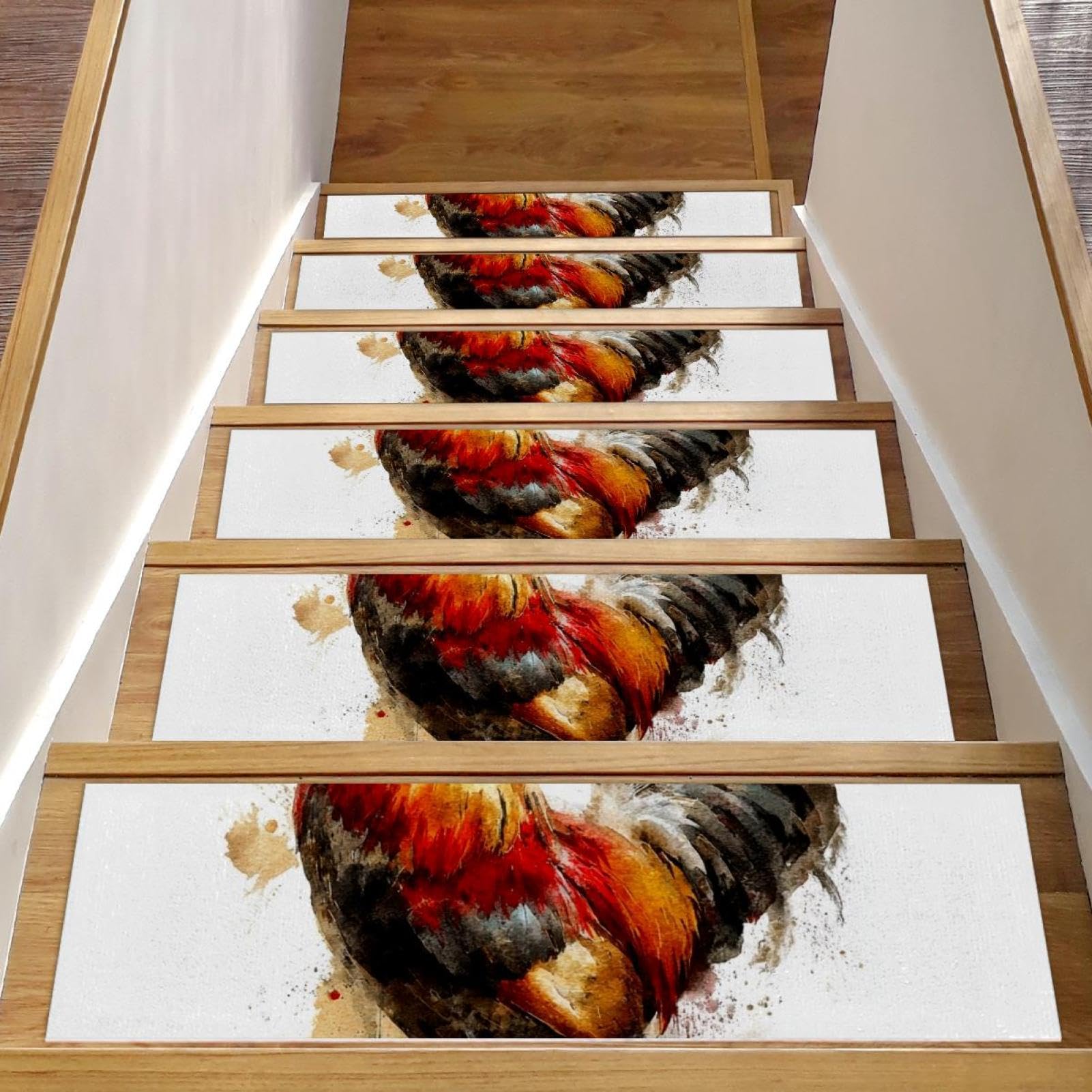 Tapis d'escalier antidérapants lot de 15 marches bois lavables 20x76 cm