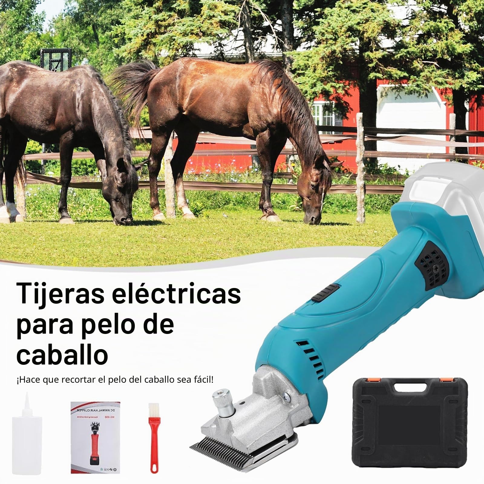 Maquina de Cortar el Pelo Caballo, Cortadora de Pelo Inalámbrica para Makita batería Caballos 6 Velocidades 35 Dientes Cortadora de Pelo para Animales para Pelo de Vaca Oveja Caballo (sin batería)